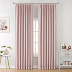 Vision Home Pink Pinch Pleated Full Blackout Curtains Room Darkening Window Panels 84 inch for Girls Bedroom Living Room Thermal Insulated Pinch Pleat Pink Drapes with Hooks Back Tab 40" Wx84 Lx2