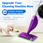 4 Pack Reusable Microfiber Mop Pads, Compatible with Wet Jet, Machine Washable Cloths, Scraper Included, Refills for All Floor Cleaning, Wet Dry - 10"- 12"