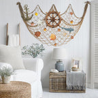 80x40 Inch Decorative Fishing Net w/Shells & Clips, 3mm Brown Natural Cotton Large Photo Hanging Fishnet, Wall Halloween Party Decorations for Nautical Pirate Hawaii Underwater Mermaid Themed Party