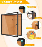 SWANCROWN Lockable Noticeboard Wall-Mounted Bulletin Cork Boards Tamper Proof Information Board Indoor,Black Frame,28x26 inch (6xA4)