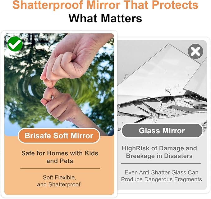 brisafe 67"x28" Ultra-Light Mobile Floor Mirror with 360° Wheels, 0.04mm Shatterproof Nano Film for Home Gym/Yoga/Dance Studio & Commercial Use | 60% Insurance Savings | Silver