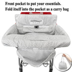 2-in-1 Shopping Cart and High Chair Cover for Baby, Padded Cover, Fold'n Roll Style, Portable with Carry Bag (Gray Chevron)