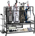 PeakPursuit Golf Bag Organizer and Storage Rack Stand Holder Fits Golf Club Bags and Multiple Golfing Equipment Accessories, Storage Rack with Drawers and Wheels for Indoor/Outdoor Garage, Clubs