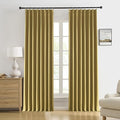 DUALIFE Mustard Yellow Pinch Pleated Blackout Curtains 92 Inches Long, Back Tab with Hooks, Linen Full Black Out Thermal Insulated Track Curtain for Bedroom Living Room,50 W x 92 L, 2 Panels