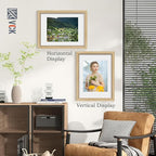 VCK 12x16 Picture Frame 5 Pack - Natural Oak, High-End Wood Poster Frames with Tempered Glass, Display 8.5x11 Photo with Mat or 12x16 without Mat, Art Gallery-Quality, Wall Hanging, Natural Oak