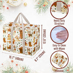 VENO 2 Pack Christmas Cooler Bag Insulated Reusable Grocery Shopping Bag, Food Delivery, Heavy Duty, Large Size, Durable Handles, Double Zippers, Lid, Collapsible (Holiday Pups, 2 Pack)