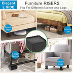 Bed Risers 1 inch, 2 inch, 3 inch, 4 inch Heavy Duty, Adjustable Furniture Riser for Table Desk Couch Sofa Chair Recliner Leg Frame Dorm, Stackable Bed Raisers Blocks (Black 12 Pack, 1 inch)