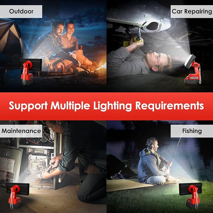 40W 4200LM Cordless LED Work Light Compatible with Milwaukee 18V Li-Ion Battery with 3 Lighting Modes USB Port Ideal for Job Site, Camping,Hiking,Indoor & Outdoor