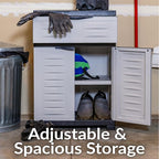 Sunnydaze Plastic Garage Storage Cabinet with Adjustable Shelf - 34.5" H - Garage, Office, Home, Laundry Room - Gray