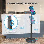 AboveTEK iPad Kiosk Floor Stand - Height Adjustable POS Tablet Floor Stand, 360° Swivel Universal Locking Holder for 7.9"-11" iPad/Air/Samsung - Anti-Theft Security Stand for Retail, Business