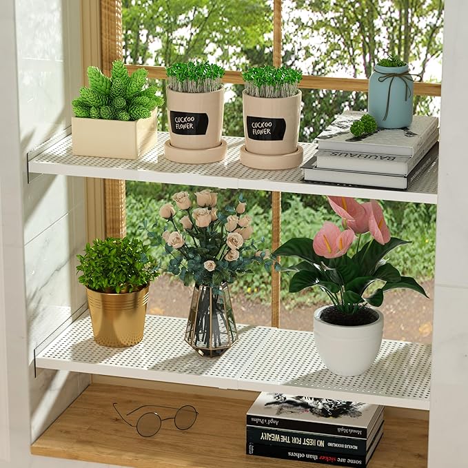Closet Tension Shelves Organizer Expandable Cabinet Storage Shelf Heavy Duty Metal DIY Divider Separator for Cabinet Wardrobe Cupboard Pantry Kitchen Bedroom,White