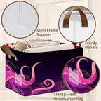 Ocean Life Storage Basket Large 17x11.5x10.5 Inche-Collapsible Fabric Organizer Bin with Handles for Beach House, Kids Room, Marine Theme-Decorative Hamper with Sea Creature Tentacle-Single Pack