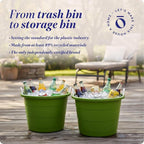 HOMZ 2-Pack Utility Tub, Large Plastic Storage Bucket with Rope Handles, 17 Gallon, Green - Portable Indoor and Outdoor Buckets for Kitchen, Laundry, Garden, Bathroom, and Garage Organization
