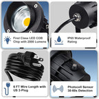 SUNVIE 20W Outdoor Landscape Spotlights 120V Waterproof Dusk to Dawn Spot Lights Outdoor 3000K LED Spotlight with Photocell Sensor Landscape Lighting for Yard Flag Tree Garden Decor 6 FT US 3-Plug in