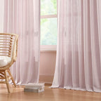 Vision Home Light Pink Pinch Pleated Semi Sheer Curtains Textured Linen Blended Light Filtering Window Curtains 112 inch for Living Room Bedroom Patio Pinch Pleat Drapes with Hooks 1 Panel 60"Wx112"L