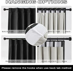 DUALIFE Black Linen Pinch Pleated Blackout Curtains & Drapes 92 Inch Long 2 Panel Sets, Accordion Style Track Room Darkening Thermal Insulated Curtains with Hooks Back Tab 50 by 92 Inch