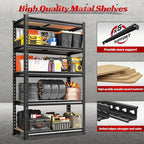 REIBII Set of 2 Storage Shelves 5 Tier Garage Shelving Heavy Duty Metal Shelving 2000LBS Garage Shelves Adjustable Metal Shelf for Kitchen Warehouse Pantry Commercial Use 27.6" Wx11.8 Dx60 H