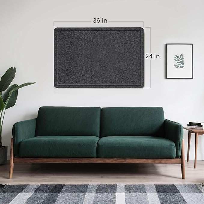 Bulletin Board, 36 x 24 inches Felt Board - Decorative Pin Board, Cork Board Alternative for Wall, 3' x 2' Foldable Self-Adhesive Vision Board Prayer Board with 20 Pushpins - Dark Gray