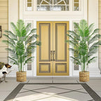 Artificial Fake Palm Tree with 18 Trunks and Real Bark Design, Premium Polyester,Tropical Paradise Palm Tree in Pot (1, White, 6 FT)