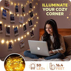 Mind-Glowing Photo Clips String Light - Dreamy Fairy Lights with Clips - Stocking Stuffers for Teen Girls 2025 - Trendy Stuff Room Decor - Christmas Gift for Any Year Old Tween Girl (50 LED, 16.4 ft)