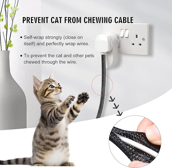 10ft - 3/4 inch Cable Protector Sleeve Split Wire Loom Tubing for Power, Audio, USB, Cord Management for TV, Computer, Protection from Pets Chewing, Black