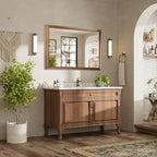 48x32 Inch Bathroom Mirror for Wall, Anti-Rust Walnut Wood Grain Metal Framed Bathroom Mirrors for Over Sink,Rectangler Mirrors for Bathroom Vanity, Farmhouse, Bedroom, Living Room, Entryway Decor