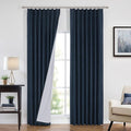 Vision Home Navy Blue Pinch Pleated Full Blackout Curtains Linen Blended Room Darkening Curtain Panels 72 inch for Living Room Bedroom Thermal Insulated Pinch Pleat Drapes with Hooks 40" Wx72 Lx2