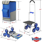 Shopping Cart, Super Loading Stair Climber 220 lbs Capacity, Grocery Foldable Trolley with Extra Large Shopping Bag Laundry Utility Cart with Adjustable Bungee Cord, blue