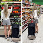 Ultra-Lightweight Foldable Grocery Cart with 40L Capacity, Soft Rolling Wheels, Removable Insulated Bag – Multi-Purpose Personal Hand Truck (Black)
