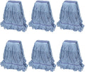 Commercial Mop Head Replacement for Rubbermaid: Wet Industrial Heavy Duty Large Blue Cotton Looped End String Mops Heads Refill 16oz Universal for Floor Cleaning - 6packs Washable Mopheads Bulk