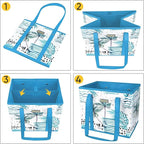 BALEINE 3Pk Reusable Grocery Bags, Foldable Shopping Bags for Groceries with Reinforced Bottom & Handles (Island Breeze)