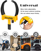 Tevlaphee Universal Wheel Lock Heavy Duty Security Trailer Wheel Lock Anti Theft Wheel Locks for Cars SUV Camper Motorcycle Trailer Great Deterrent Bright Color with 3 Keys (Red-Yellow)