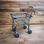 U Handle Grocery & Laundry CART 1.5 Bushel (Gunpowder Metal) Red, Blue Trim (Blue)