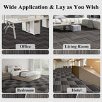 24 Tiles 20 X 20 Inch Carpet Tiles Floor, Carpet Squares for Living Room Bedroom Office, Stripe Light Grey (64.5 Sq.Ft per Box)