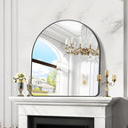 Arched Bathroom Mirror, 36"x40" Black Arched Mirror for Bathroom, Wall Mounted Mirror, Black Vanity Wall Mirror w/Metal Frame for Bedroom, Entryway, Living Room, Vertically Hanging
