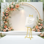 OUSHENG 2 Pack Easel Stand for Sign, Large Wedding Welcome Mirror Holder, Adjustable Free Standing Painting Rack with Chain Support for Display Poster Picture Frame Art, 17" x 17" x 58", Gold