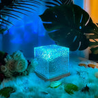 RICHMYC Ocean Wave Projector Light, 16 Colors Gradual Rotating Water Lamp with Remote Control, Beach Decor Sea Themed Northern Lights Projector for Office Bedroom Bar Restaurant(Wood)