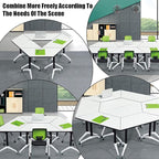 Conference Table Flip Top Mobile Training Table,White Folding Conference Room Tables,Modular Meeting Tables with Silent Wheels,Easy to Install,Modern Conference Meeting Tables for Office,Classroom (8)