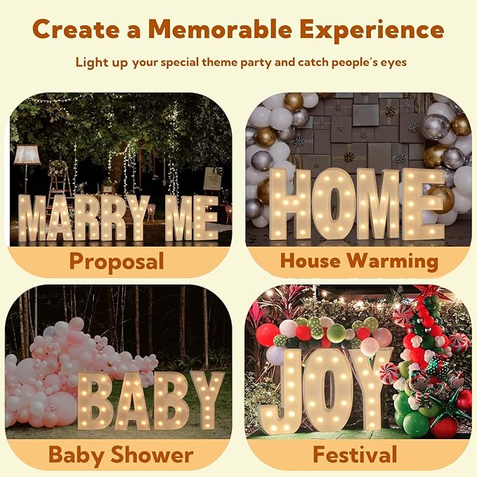imprsv 3FT Marquee Letters, Mosaic Light Up Letters for Birthday Baby Shower Wedding Engagement Party Backdrop Decor, Large Marquee S for Party Decorations