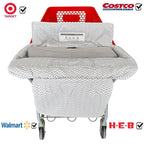 Love&go Soft Pillow Attached 2-in-1 Shopping Cart and High Chair Cover for Baby, Cotton Padded Cart Cover, Fold'n Roll Style, Portable with Carry Bag (Gray Chevron)