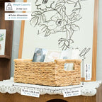 VATIMA Hyacinth Medium Wicker Basket 13.6x9.5x5.6" - With Handle, Living Room Decor, Rectangular Design