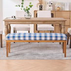Rowill 53 Inch Long Entryway Bench for Bedroom End of Bed, Dining Room Bench with Upholstered Padded Seat and Solid Wood Leg for Kitchen, Living Room, Indoor and Hallway, Blue