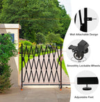 SMONTER Expandable Barricade Gate, 82" Metal Safety Barrier Gate with Casters, Accordion Garden Yard Fence Portable Dog Gates with Latch Indoor Outdoor