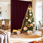 Hiasan Christmas Privacy Room Divider Patio Sliding Door Curtain Extra Wide Blackout Thermal Insulated Curtains with Back Tab & Rod Pocket for Bedroom Partition Living Room (120 x 96 Inches, Burgundy)