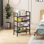 4-Tier Rolling Metal Storage Cart Mobile Organizer with Removable Grid Basket and Locking Wheels, Suitable for Multiple Uses, Black (Large)