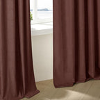 Reddish Brown Pinch Pleated Linen Cafe Curtains 45 Inch Length 2 Panels for Dining Room Kitchen Bedroom Semi Sheer Pleat Drapes with Hooks Rings Light Filtering Short Window Curtain Cabinet 40x45
