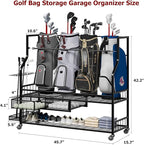 PeakPursuit Golf Bag Organizer and Storage Rack Stand Holder Fits Golf Club Bags and Multiple Golfing Equipment Accessories, Storage Rack with Drawers and Wheels for Indoor/Outdoor Garage, Clubs