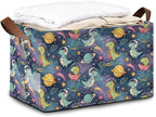 Decorative 32L Space Dinosaur Storage Bins with Handles, Organization and Storage, Cube Storage Organizer for Hamper, Nursery