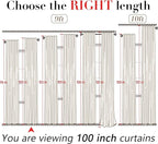XTMYI Oatmeal 100 Inches Long Country Curtains for Living Room,Sheer Linen Curtains for Bedroom,50 Inches Wide