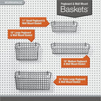 Spectrum Pegboard & Wall Mount Wire Basket Small (Industrial Gray) - Storage & Organizer for Garage, Tools, Shed, Home, Work Bench, Crafts, & More